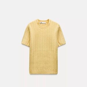 NWT Zara 100% Wool Cable Knit Top in Yellow
